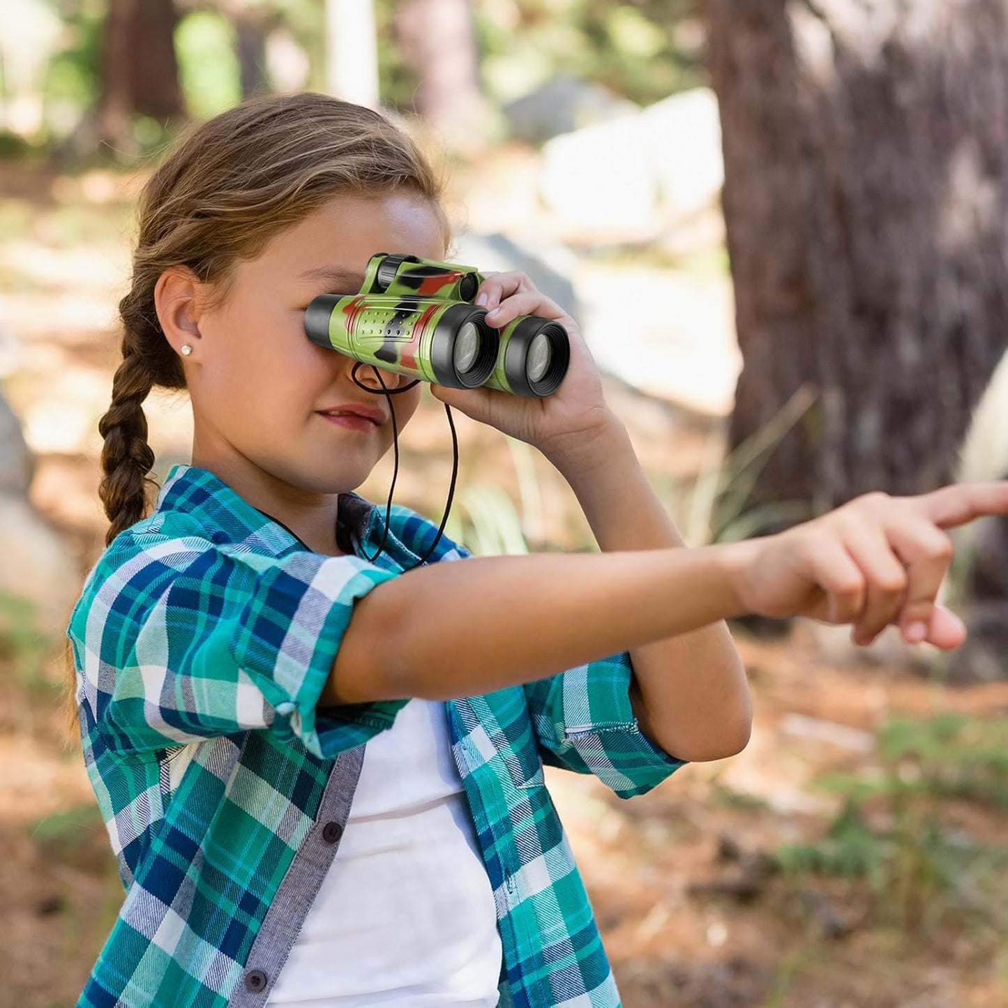 Deekin 16 Toy Binoculars for Kids with Neck String Learning Novelty Binocular Bulk Jungle Safari Hunting Party Favor for Explorer Gifts Bird Watching Camping Hunting, 4.3 x 4.1 Inch(Camouflage)