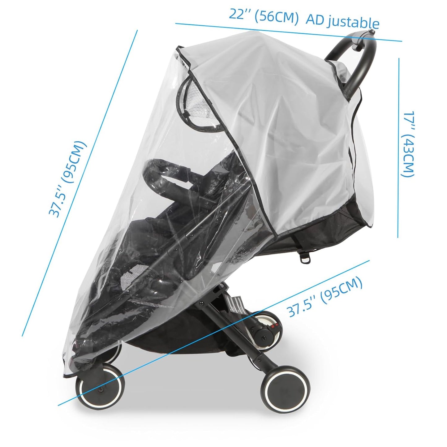 Clear Stroller Rain Cover, Universal Travel Weather Shield Breathable Baby Stroller Rain Cover for Windproof, Waterproof, Protect from Sun Dust Snow