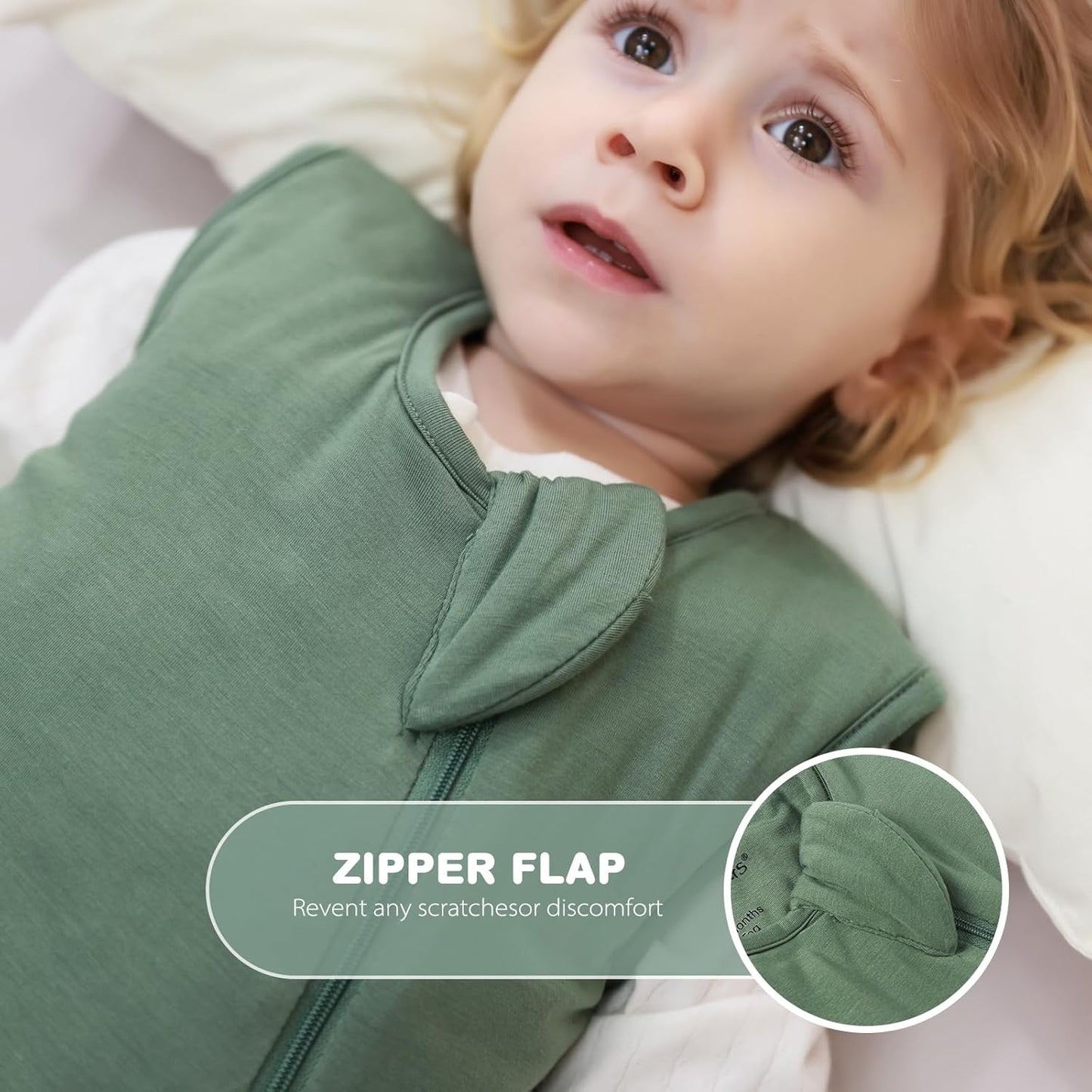 Mosebears Unisex Baby Sleep Sack 1.0 TOG, Supersoft Rayon Made from Bamboo Wearable Blanket with 2-Way Zipper (Dark Green,18-36 Months)