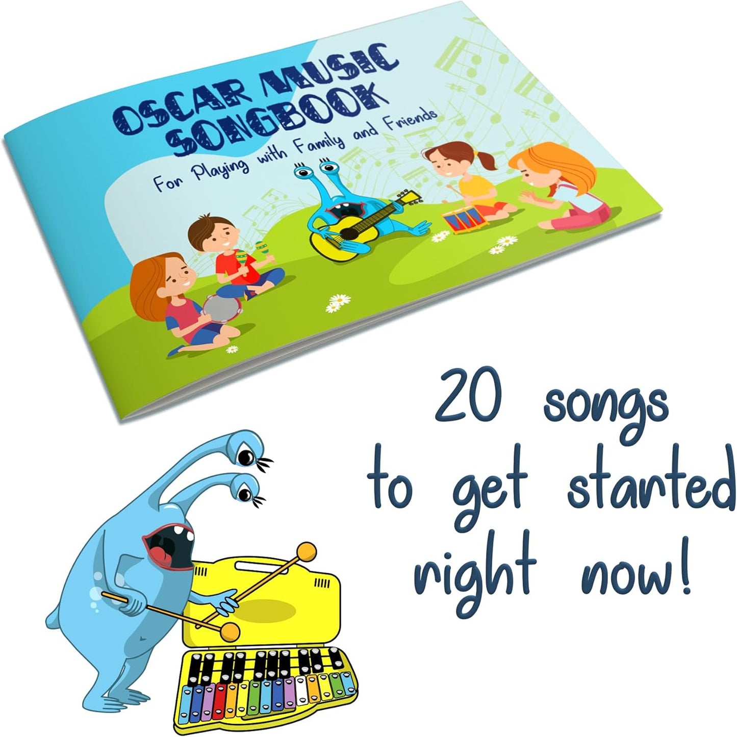 MINIARTIS Glockenspiel Xylophone | 25 Note Colorful Metal Keys Xylophone for Kids | Percussion Musical Instrument | Educational Music Toy Includes Music Songbook, Mallets and Yellow Carry Case