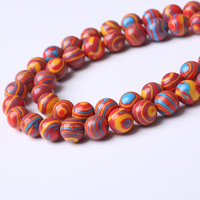 Red Yellow Blue Peacock Turquoise Stone Beads Gemstone Round Crystal Energy Jade Beads Stone Beads for Jewelry Making DIY Bracelet Necklace Jewelry Making 1 Strand 15.5inch 4MM