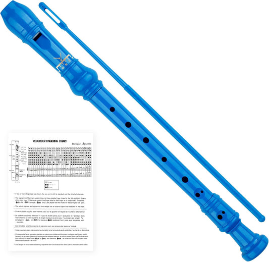 Soprano Recorder 8-Hole Instrument for Kids Beginners, Baroque Style C Key Kids Flute with Cleaning Rod & Case Bag for School Education Home Entertainment - Royal Blue