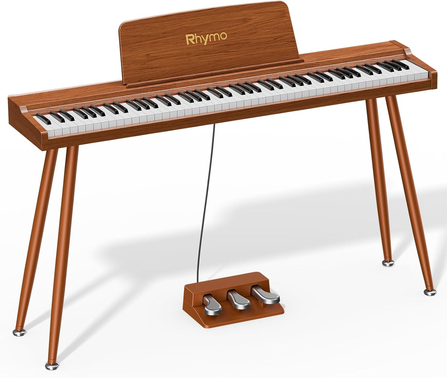 Rhymo 88 Key Weighted Keyboard Piano, Home Digital Piano Full Size Keyboard with Stand, Includes Professional Triple Pedal, Sheet Music Stand, Sensitive Touch Electric Piano Keyboard for Beginners