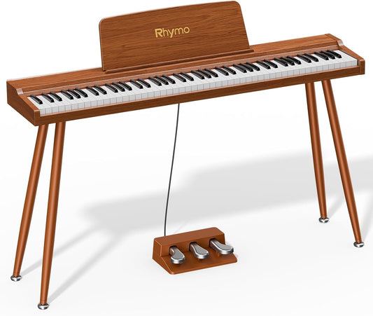 Rhymo 88 Key Weighted Keyboard Piano, Home Digital Piano Full Size Keyboard with Stand, Includes Professional Triple Pedal, Sheet Music Stand, Sensitive Touch Electric Piano Keyboard for Beginners
