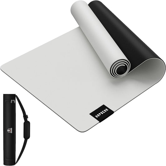 HAPBEAR Large Yoga Mat 72"x30" - 5mm Thick PU Top & Rubber Bottom - Non-Slip Wide Exercise Mat with Dual Layers - High Shock Absorption for Professional Yogis & Home Workouts - Bonus Oxford Bag Included