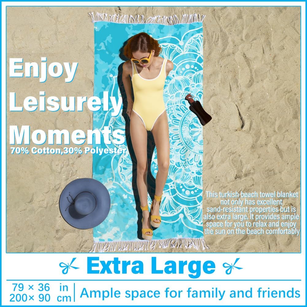 Oversized Turkish Beach Towel Blanket XXL Cotton Sandproof Towels Boho Woven Extra Large Big Sand Free Giant Throw Thick Blankets Huge Quilt XL Picnic Camping Necessities Cloud For Adult Gifts