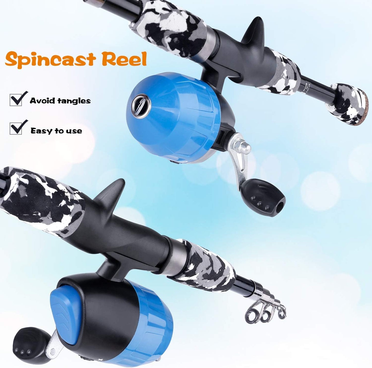 ODDSPRO Kids Fishing Pole Pink, Portable Telescopic Fishing Rod and Reel Combo Kit - with Spincast Fishing Reel Tackle Box for Girls, Youth