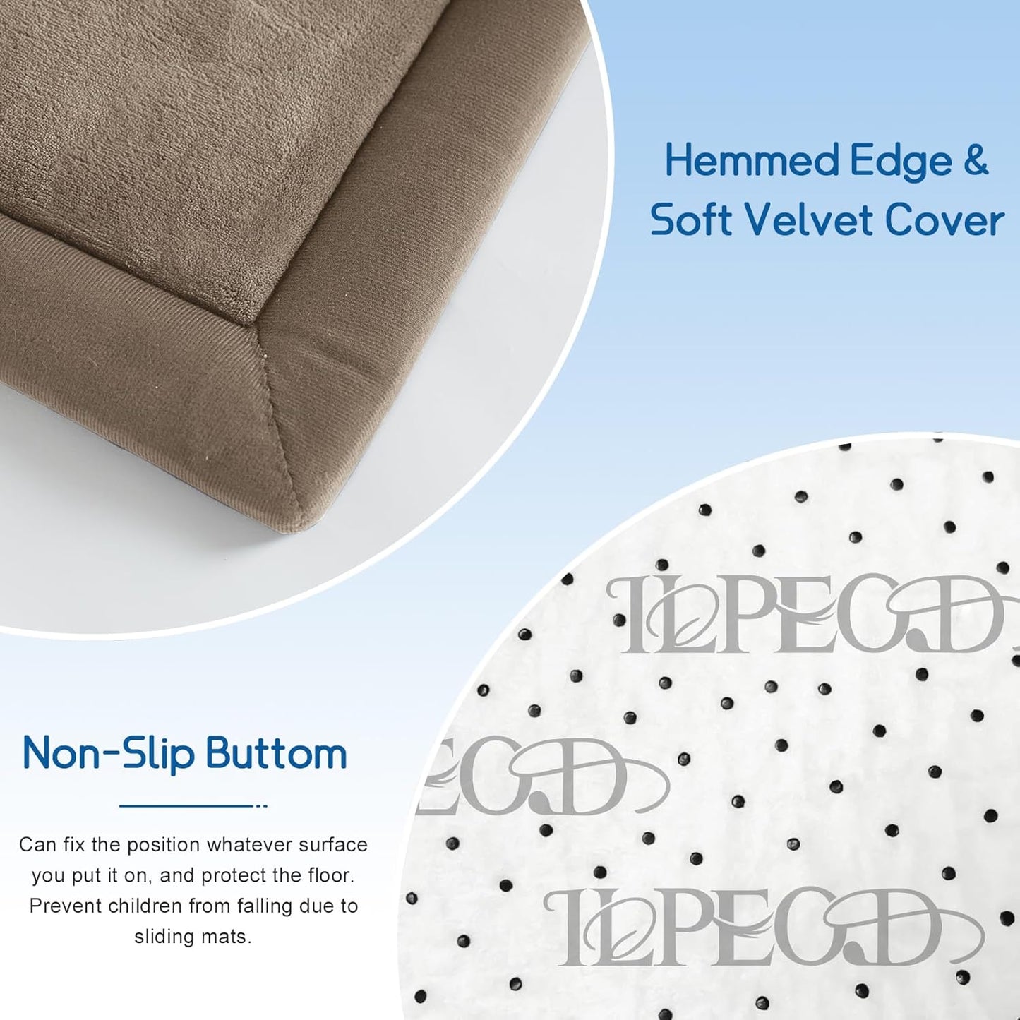 Baby Play Mat for Floor Tummy Time Mat Nursery Rug Muscle Area Rug PlayroomTatami 79"x138" Memory Foam 1.3" Thick Crawling For Babies,Toddlers, Infants, Kids,Floor(Brown)