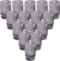 Serene Spaces Living 3.75in Smoke Ribbed Glass Votive Holder, Decorative Centerpiece for Wedding, Christmas, Thanksgiving, Dining Table, Home Décor, 2.25" Diameter & 3.75" Tall, Pack of 32