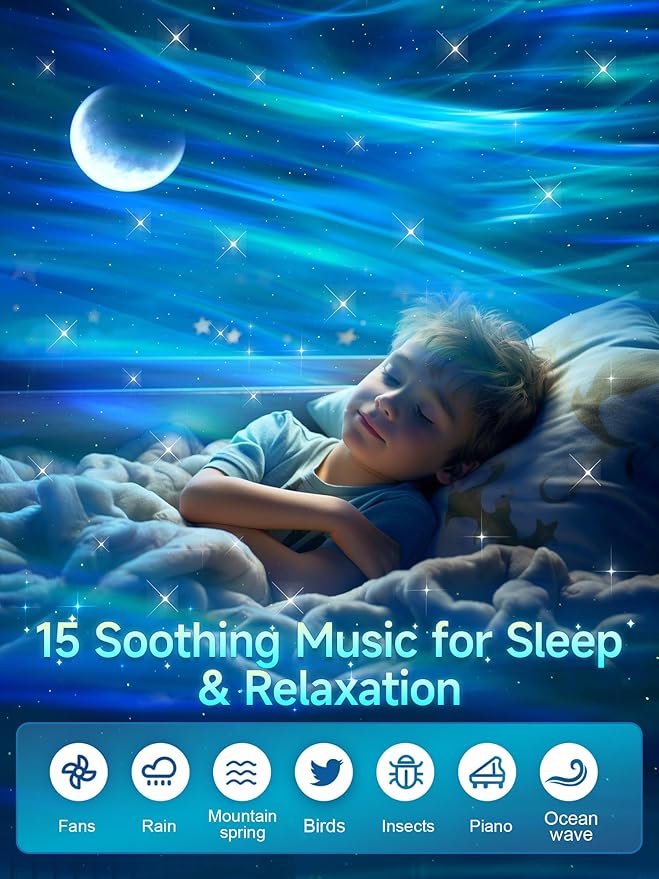 Galaxy Projector for Bedroom, 21Colors Northern Lights,15White Noise&Bluetooth Star Projector Galaxy Lights, Remote Ambient Lighting,Aurora Halloween Decor Christmas,Gifts for Kids,Adults