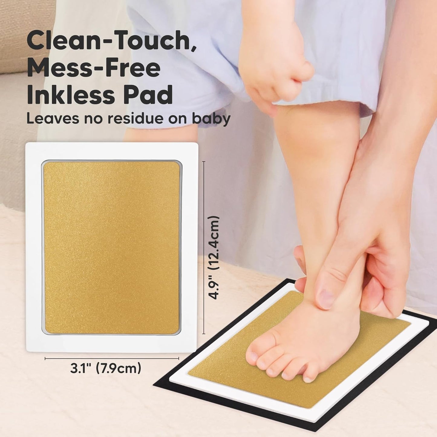 4-Pack Inkless Baby Hand and Footprint Kit - Mess Free Ink Pad for Newborn Keepsake, Dog Nose & Paw Print Kit, Clean Touch Ink Pad for Baby Hand & Footprints, Ideal New Mom Gifts (Gold/Silver, L)