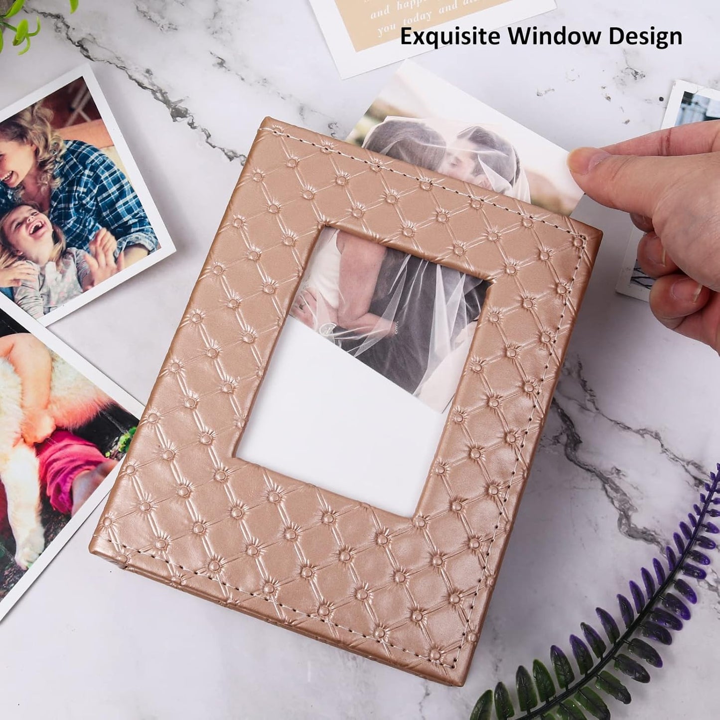 RECUTMS Photo Album 4x6 100 Pockets Photos, Button Grain PU Leather Photo Books Small Picture Album for Baby Family Wedding Christmas Photo Albums Holds 100 Vertical Photos （Brown）
