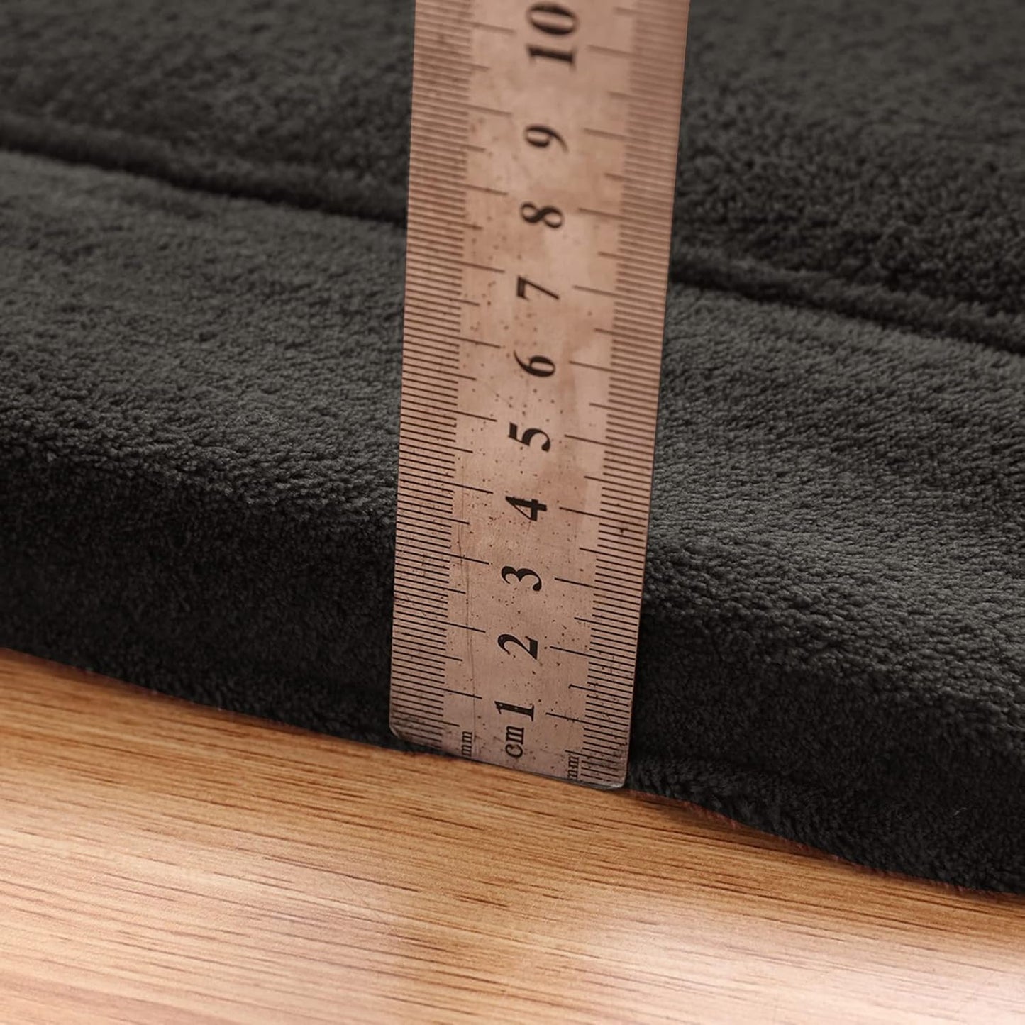 MAXYOYO Black Coral Velvet Area Rug, Thick Japanese Tatami Mat Living Room Carpet with Non-Slip Backing, Large Solid Color Mat for Bedroom Dormitory Yoga, 78 by 78 inch