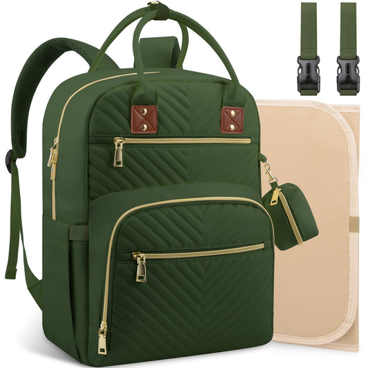 Baby Diaper Bag Backpack, Travel Diaper Bags for Girl Boy Large Capacity Baby Bag Backpack for Women Army Green