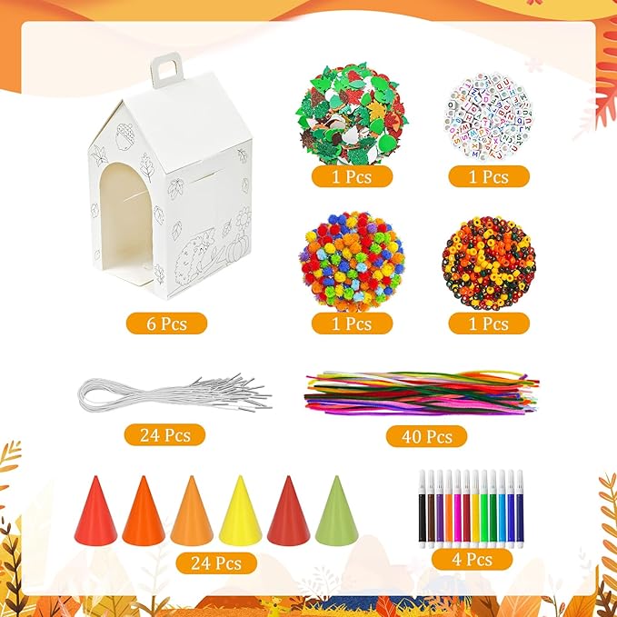 Cinrobiye 24 Sets Fall Adopt a Pet Party Favors DIY Animals Party Gift Boxes Make Your Own Woodland Animals Adoption Party Supplies with Treat Gift Boxes Dog Collar Necklace for Pet Birthday Crafts