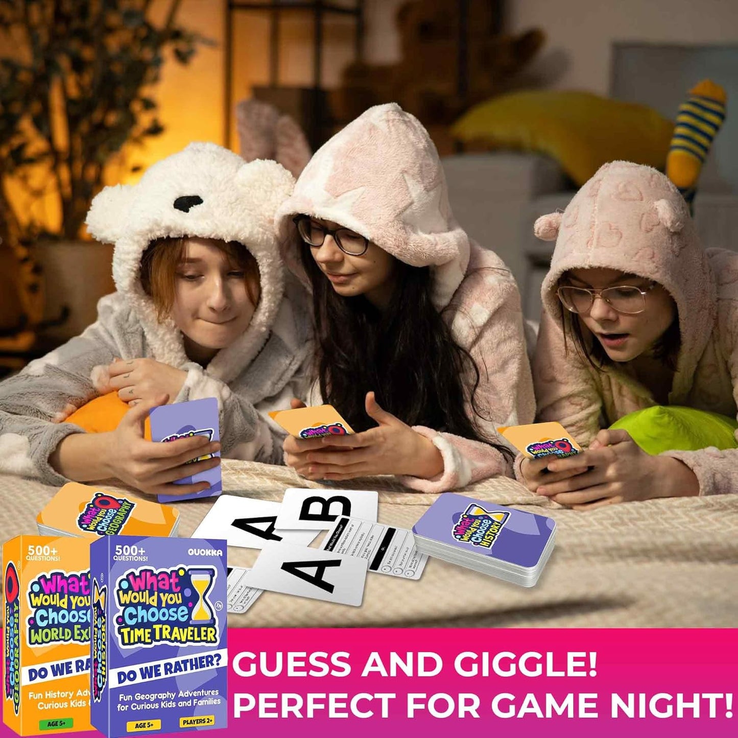 QUOKKA Board Game for 8-12 Year Olds - 4 Set - Family Card Game for Kids Ages 6-8 - What Would You Choose - Do Family Rather? - Pick Your Answer - Get to Know Your Families