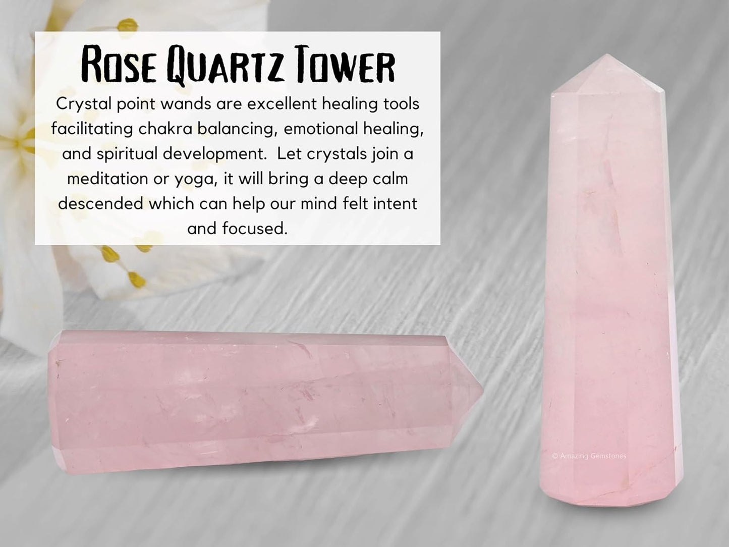Amazing Gemstone Star Rose Quartz Crystal Towers - Natural Healing Crystal Point Obelisk for Reiki Healing and Crystal Grid (3 Inch)