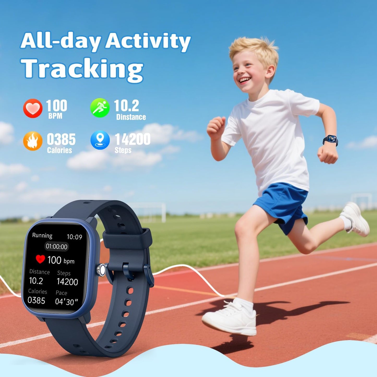 Smart Watch for Kids Girls Boys No APP/Phone Needed, 1.8" IP68 Waterproof Sport Kids Watch Pedometer, Heart Rate, Sleep Monitor, Step Counter, 12 Puzzle Games for Girls Boys Teens 6-16