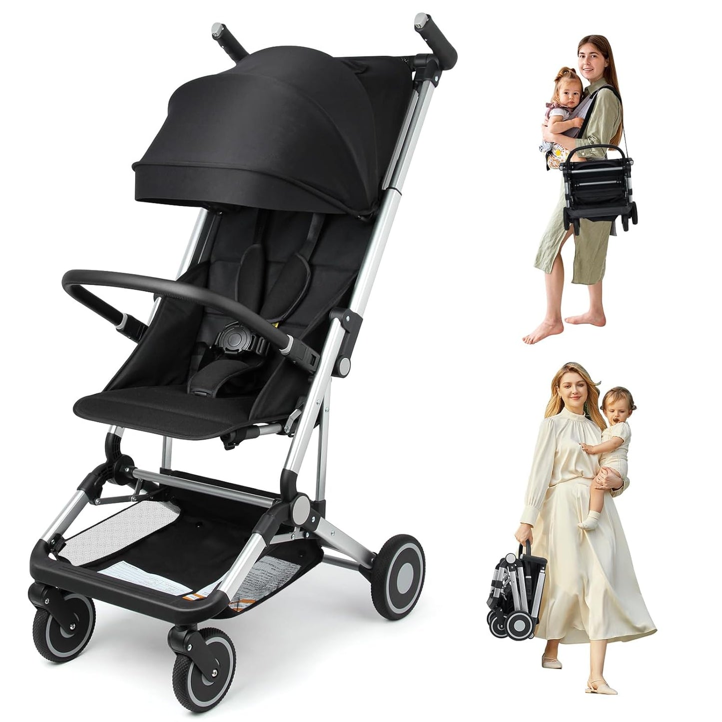 Travel Stroller for Airplane Ultra Compact Umbrella Stroller One-Handed Folding Design Overhead Friendly Lightweight Aluminum Alloy Frame