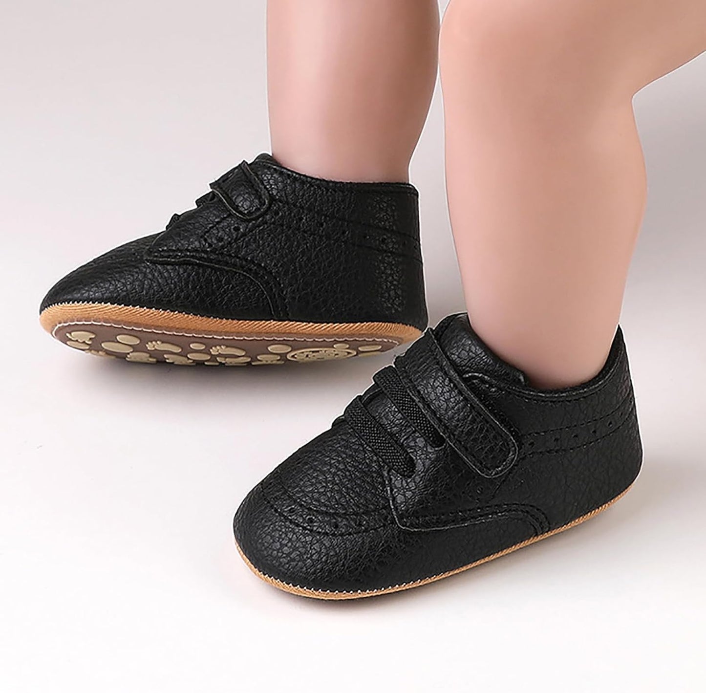 SOFMUO Baby Boys Girls High Top Ankle PU Leather Sneakers Soft Rubber Sole Infant Moccasins Newborn Oxford Loafers Anti-Slip Toddler Wedding Uniform Dress Shoes