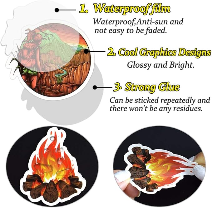 Stickers for Water Bottles Outdoor, Nature Stickers Camping Stickers Adventure Stickers for Yeti Stickers for Cooler Stickers and Decals Waterproof Vinyl Stickers for Teens Boys Kids,Girls 50Pcs