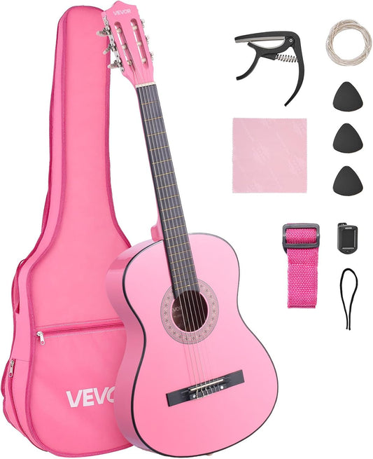 VEVOR Acoustic Guitar, Classical Guitar Starter Kit for Beginners, with Nylon Strings, Basswood Guitar, for Kids Adults Girls Boys Students