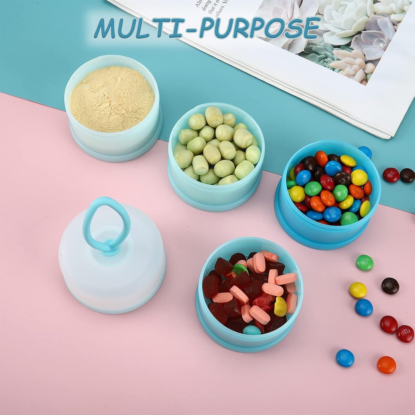 Accmor Baby Formula Dispenser On The Go, Stackable Formula Dispenser for Travel Formula Container to Go, Non-Spill Milk Powder Baby Kids Snack Storage Container, BPA Free, 3 Packs