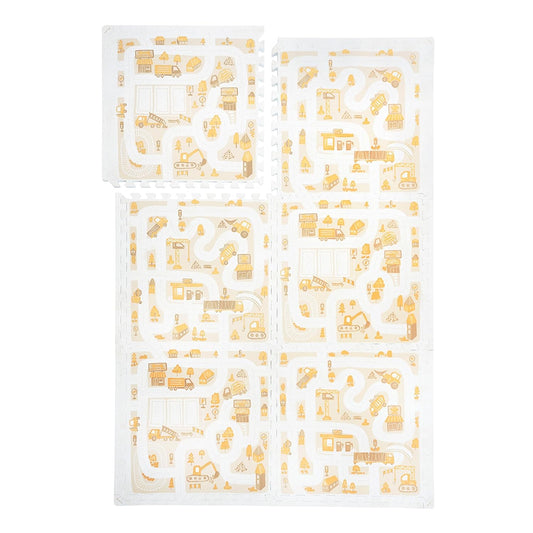 Premium Baby Foam Play Mats -Stylish Floor & Exercise Puzzle Mat for Toddlers & Kids- 6 Soft, Non-Toxic, Odorless, Peel-Resistant Foam Tiles - 6ft x 4ft -1" inch Extra-Thick, Warm Beige