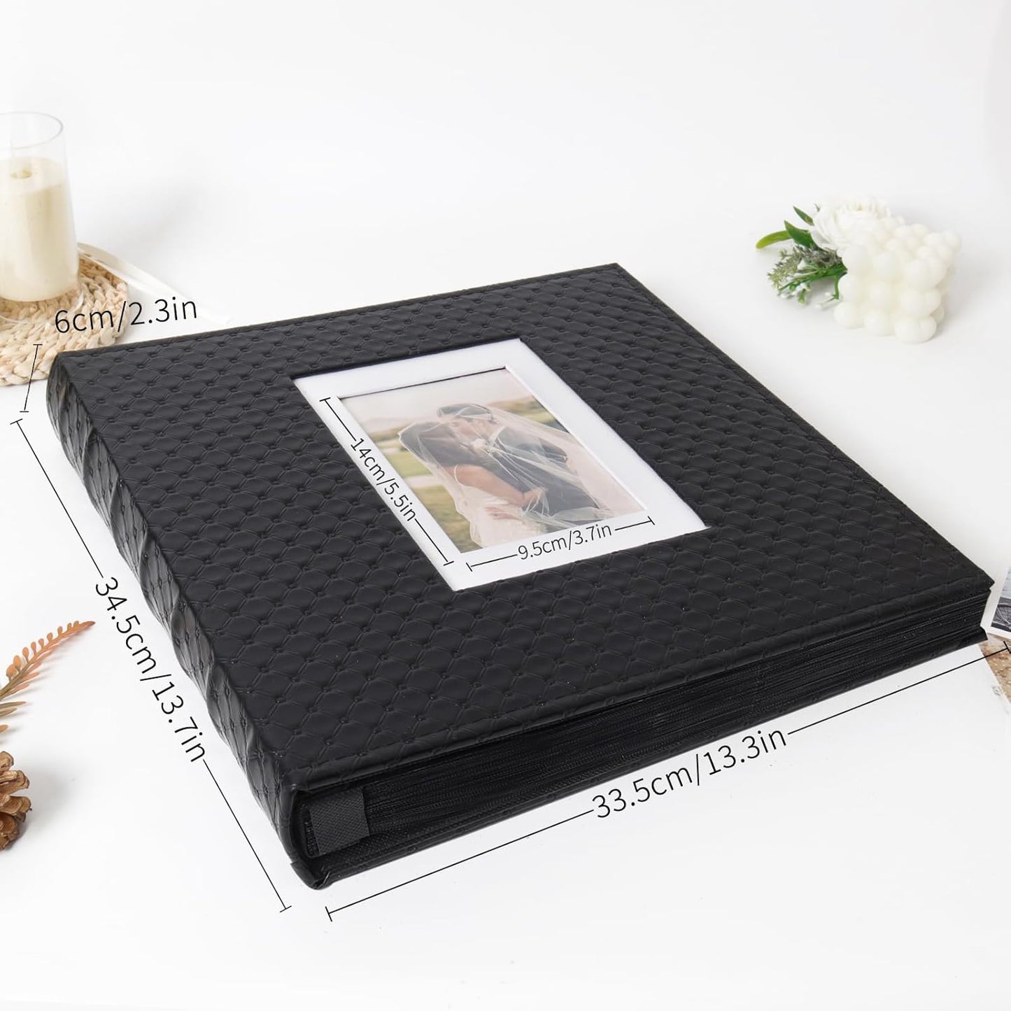 RECUTMS Photo Album 4x6 800 Pockets Photos Large Capacity Photo Album Book with Vertical and Horizontal Pockets Classic Leather Photo Book with Window Design for Baby Family Wedding Vacation(Black)