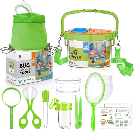 Bug Catcher for Kids - Outdoor Insect Catching Kit with Butterfly Net, Bug Box, and Storage Bag - Non-Toxic Educational Toys for Nature Exploration, for Boys & Girls Ages 3-12