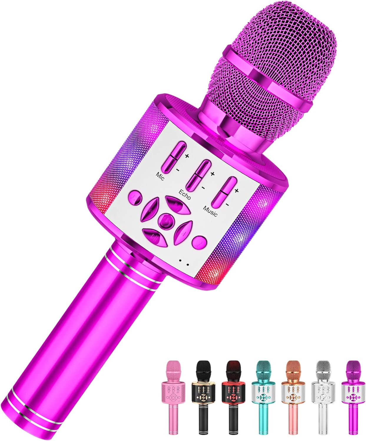 Amazmic Kids Karaoke Microphone Machine Toy Bluetooth Microphone Portable Wireless Karaoke Machine Handheld with LED Lights, Gift for Children Adults Birthday Party, Home KTV(Purple)