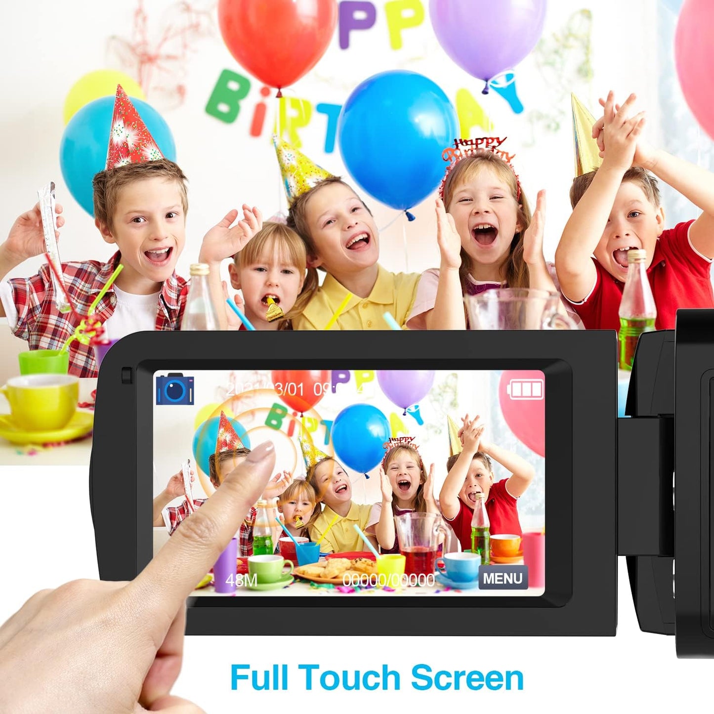 4K Video Camera with HD Micphone, Camcorder with IR Night Vision, WiFi Digital Camera, 18X Digital Zoom, Vlogging Camera for YouTube, Kids Video Camera, Built in Microphone, Remote, 2X Batteries