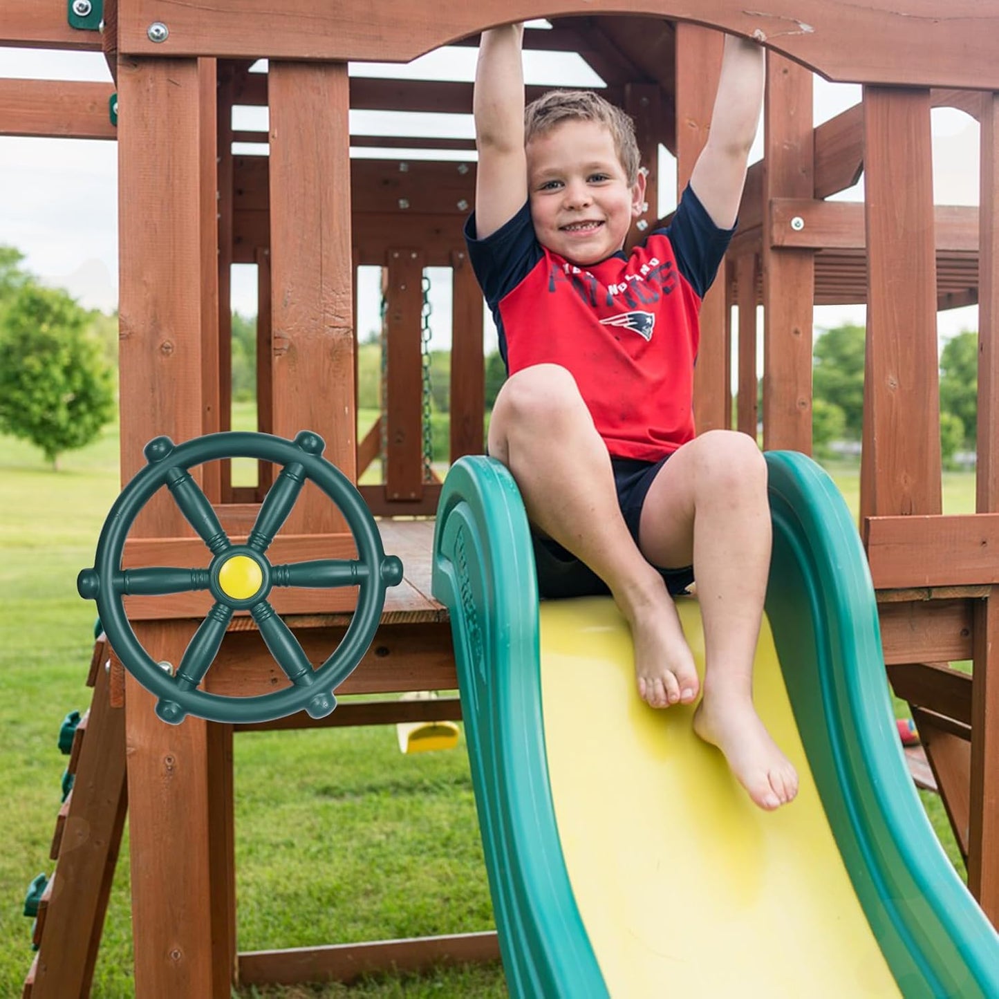 RedSwing Playground Accessories for Kids, Play Set Attachments with Pirate Ship Wheel, Telescope and Safety Handles for Outdoor Backyard, Swing Set Replacement for Treehouse, Easy to Set Up