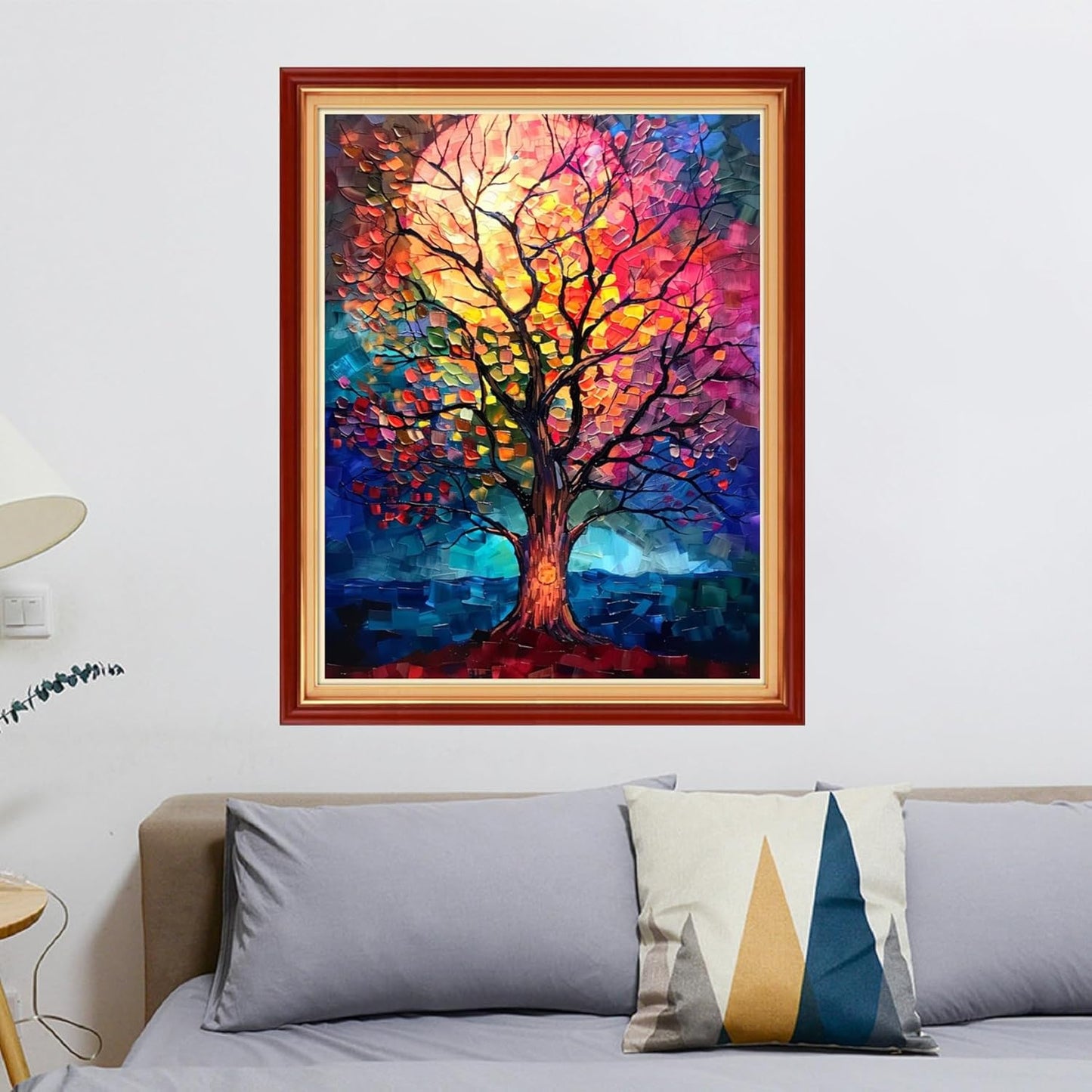 Stamped Cross Stitch Kits - Beach Night Landscape Counted Cross Stitch Kits for Beginners Adults Needlepoint Cross-Stitch Patterns-Moonlight Tree 16x20 inchs