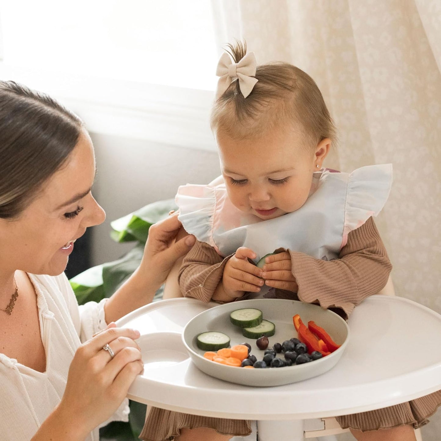 Tiny Twinkle Mess Proof Baby Bib - Waterproof & Lightweight Baby-Led Weaning Apron | 100% Recycled Polyester, Easy Clean & Machine Washable (Cotton Candy, Small 6-24 Months)