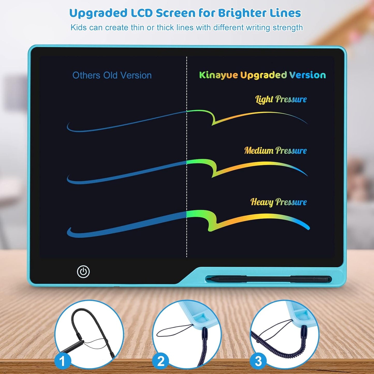 LCD Writing Tablet,16 Inch Colorful Screen Rechargeable Doodle Board Toddler Educational Toys for 3 4 5 6 Years Old Boys Girls Reusable Portable Drawing Tablet Christmas Toys Gifts for Kids (Blue)