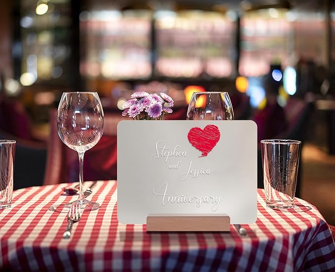 Frosted Blank Acrylic Sign with Wooden Stands - 10 Pack DIY Rectangle Customizable Sign Kit for Wedding Table Numbers, Restaurant Party Bridal Shower (6x8 Inch)