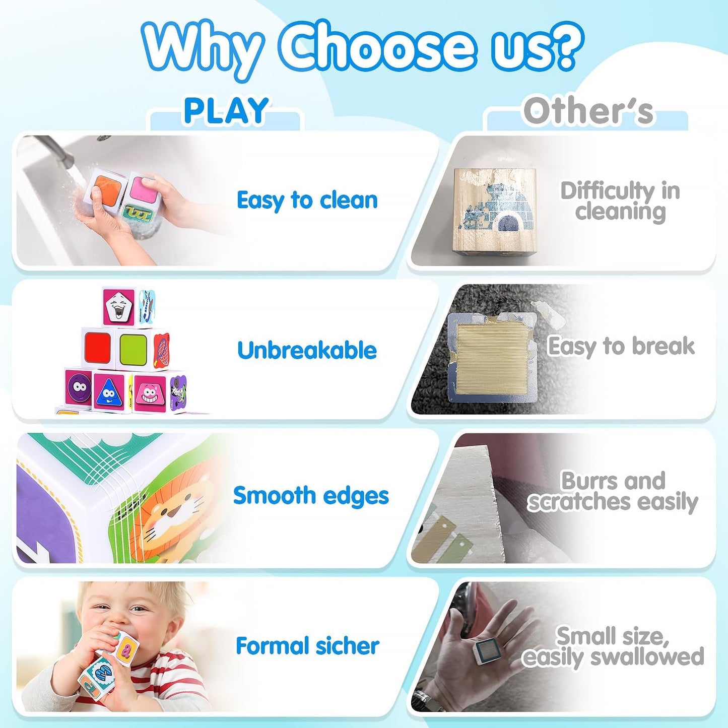 PLAY ABC Building Blocks for Toddlers 1-3, 28 PCS Plastic Baby Alphabet Letters Number Stacking Blocks Set, Preschool Learning Educational Montessori Sensory Toys Gifts for Kids Girls Boys