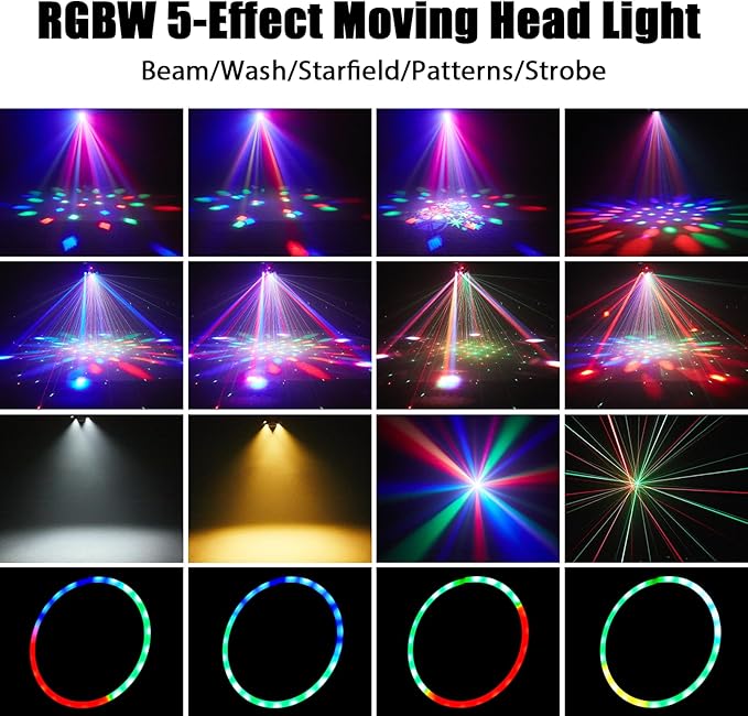 120W DJ Light Moving Head 6 Arms Stage Lights with Mixed Lighting Effects,DJ Stage Lighting for Party Disco Club Wedding Bar