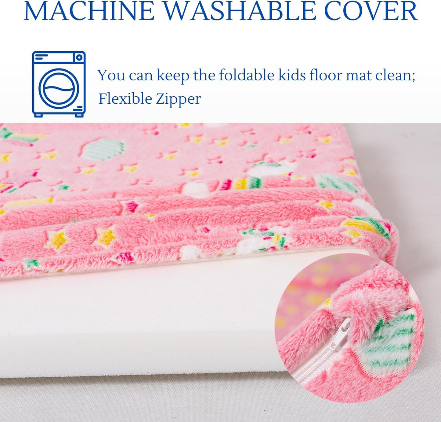 MeMoreCool Kids Floor Futon Mattress Large 6x4 FT, Thicken Foam Tatami Mattress for Children Play Area, Foldable Sleeping Pad Crawling Tatami Mat for Playroom, Pink Rainbow