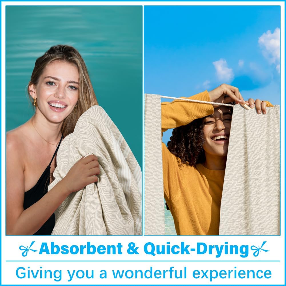 Oversized Turkish Beach Towel Blanket XXL Cotton Sandproof Towels Boho Woven Extra Large Big Sand Free Giant Throw Thick Blankets Huge Quilt XL Picnic Camping Necessities Cloud For Adult Gifts