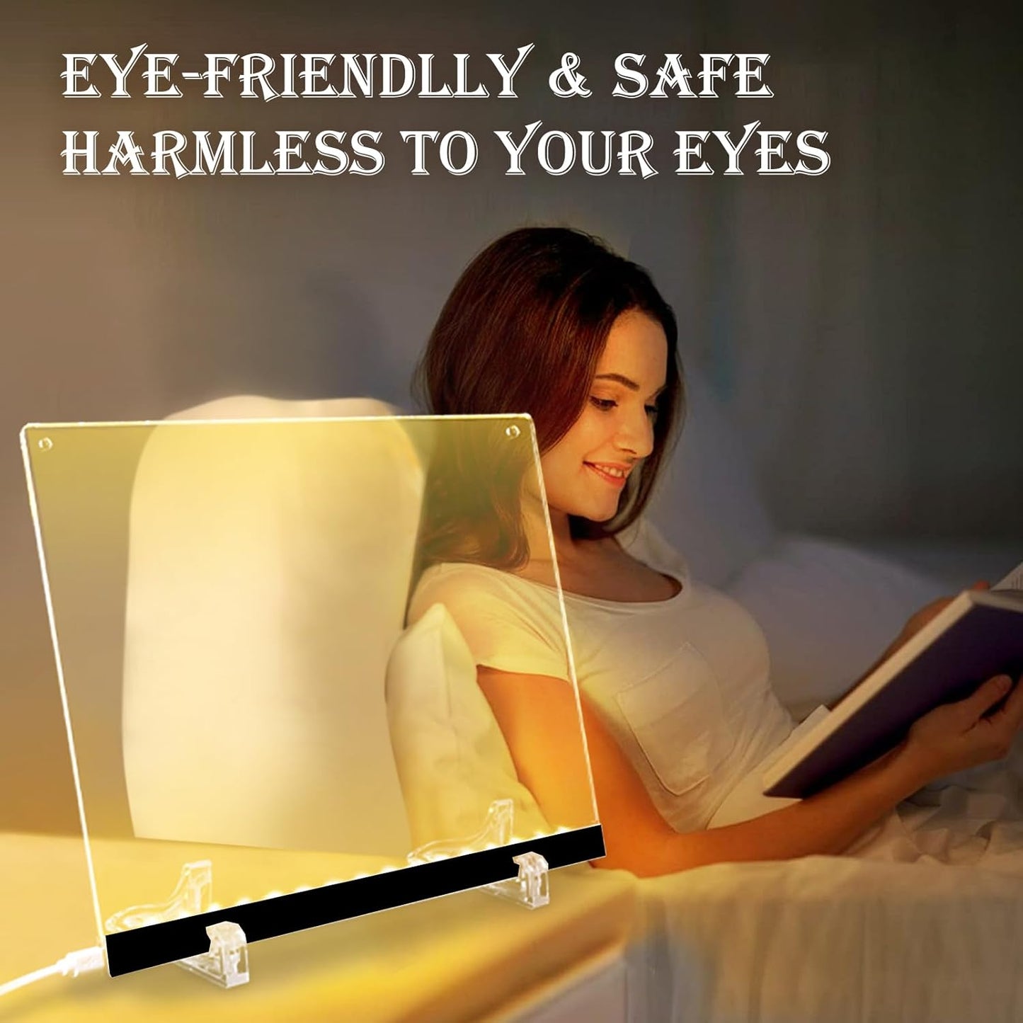 Acrylic Dry Erase Board with LED Light -11.8"x8.5" Clear Glowing Memo,Brightness Level Adjustment,12 Color Markers, Ideal for Office/Home/Kids, Writable Night Light & Desktop Charm (Black)