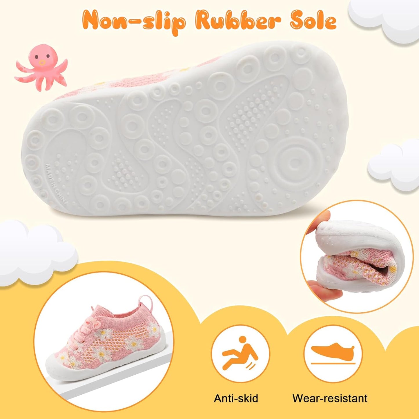 JIASUQI Baby Shoes for Toddler Boys Girls Sneakers Slip on Walking Shoes for Babies