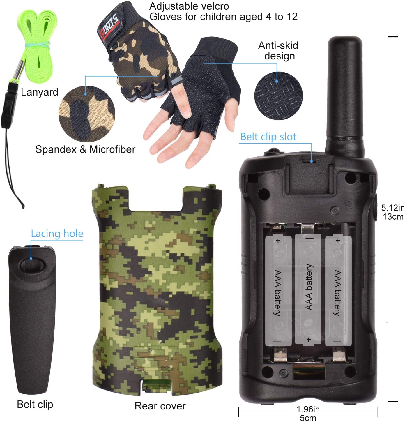Kids Walkie Talkies Boys Toys Gifts for Kids Aged 5-12 Outdoor Toys 3 Miles Long Range 22 Channel 2 Way Radio fit Adventure Game Hunt Camp Toys 6 7 8 9 Years Old Boys Gifts