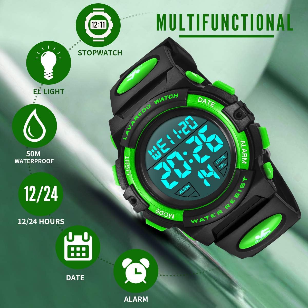 Kids Watch,Boys Watch for 3-15 Year Old Boys,Digital Sport Outdoor Multifunctional Chronograph LED 50 M Waterproof Alarm Calendar Analog Watch for Children with Silicone Band,Kids Gift