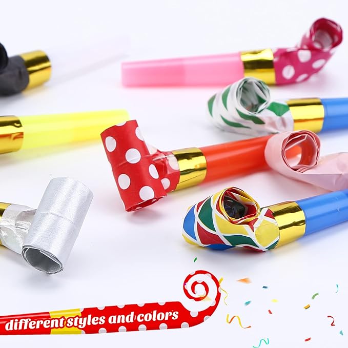 Koogel 100PCS Party Blowers for Kids, Noisemaker Toys Party Whistles Birtthday Blow Horns for Family Gatherings, Kids Birthday