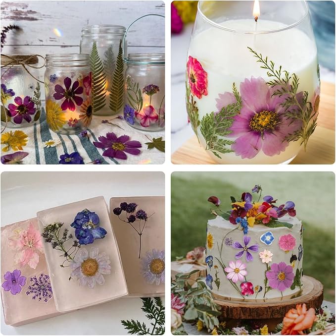 80PCS Spring Large Pressed Flowers Leaves , Real Nature Dry Flowers for Resin Craft, Larage Pressing Floral with Tweezers Set for DIY Jewelry Making Nail Card Scrapbook Art