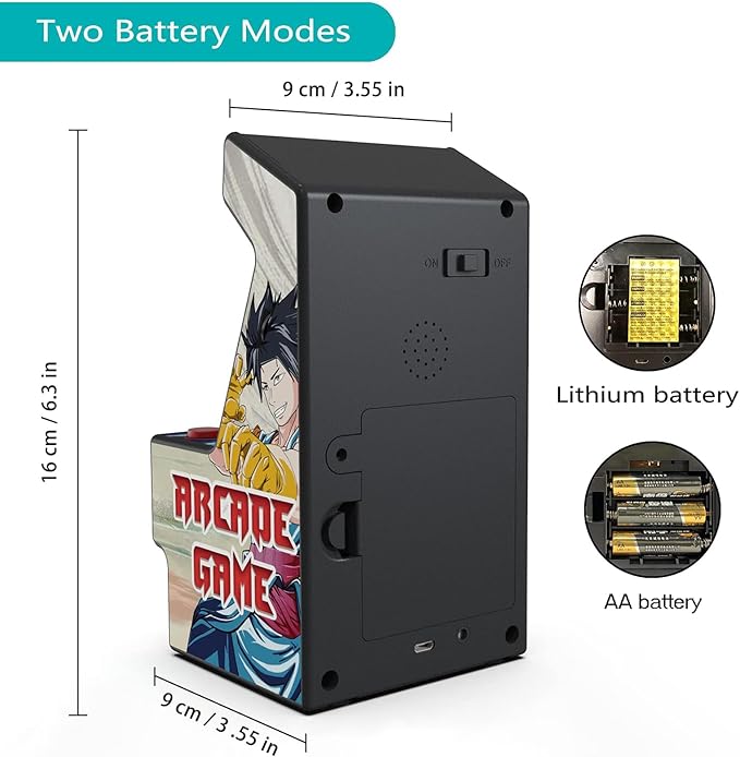 Mini Arcade Machine, Retro Gaming Console, Handheld Game Console with 156 Classic 16-Bit Video Games 2.8 Inch Color Display, Rechargeable Battery, Support for TV Output, Birthday Present for Children