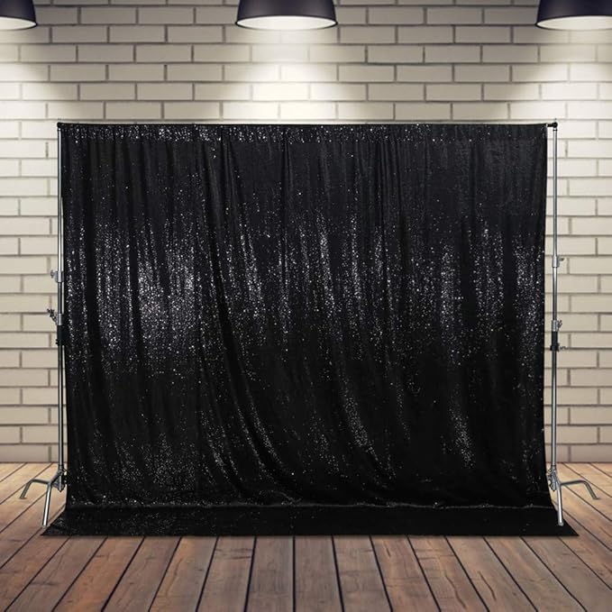 Juya Delight Black Sequin Backdrop, 10FTx10FT NO See-Through Photobooth Backdrop Curtains for Birthday, Party, Wedding Decoration