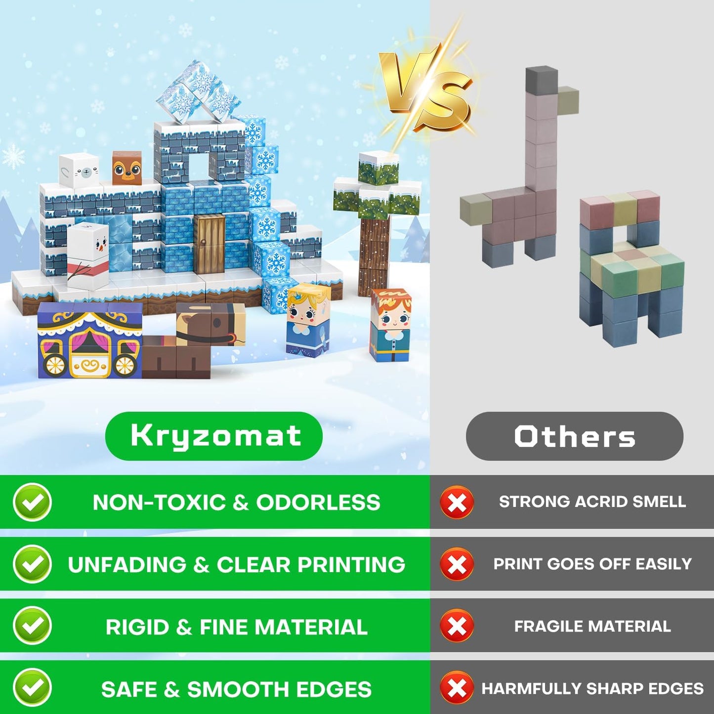 100PCS Magnetic Blocks, Magnet Building Blocks for Kids Age 4-8, Magnetic Cubes Sets for Frozen Princess Castle Build, Magnet Cubes Tiles Toys for Girls Age 3+ Years Old Birthday Gift